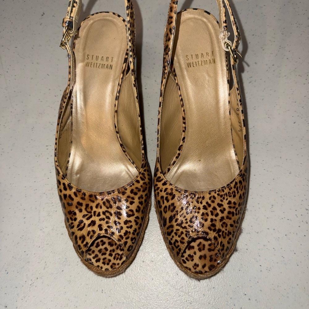 Stuart Weitzman Leopard Print Slingback Mules - Brown/Tan